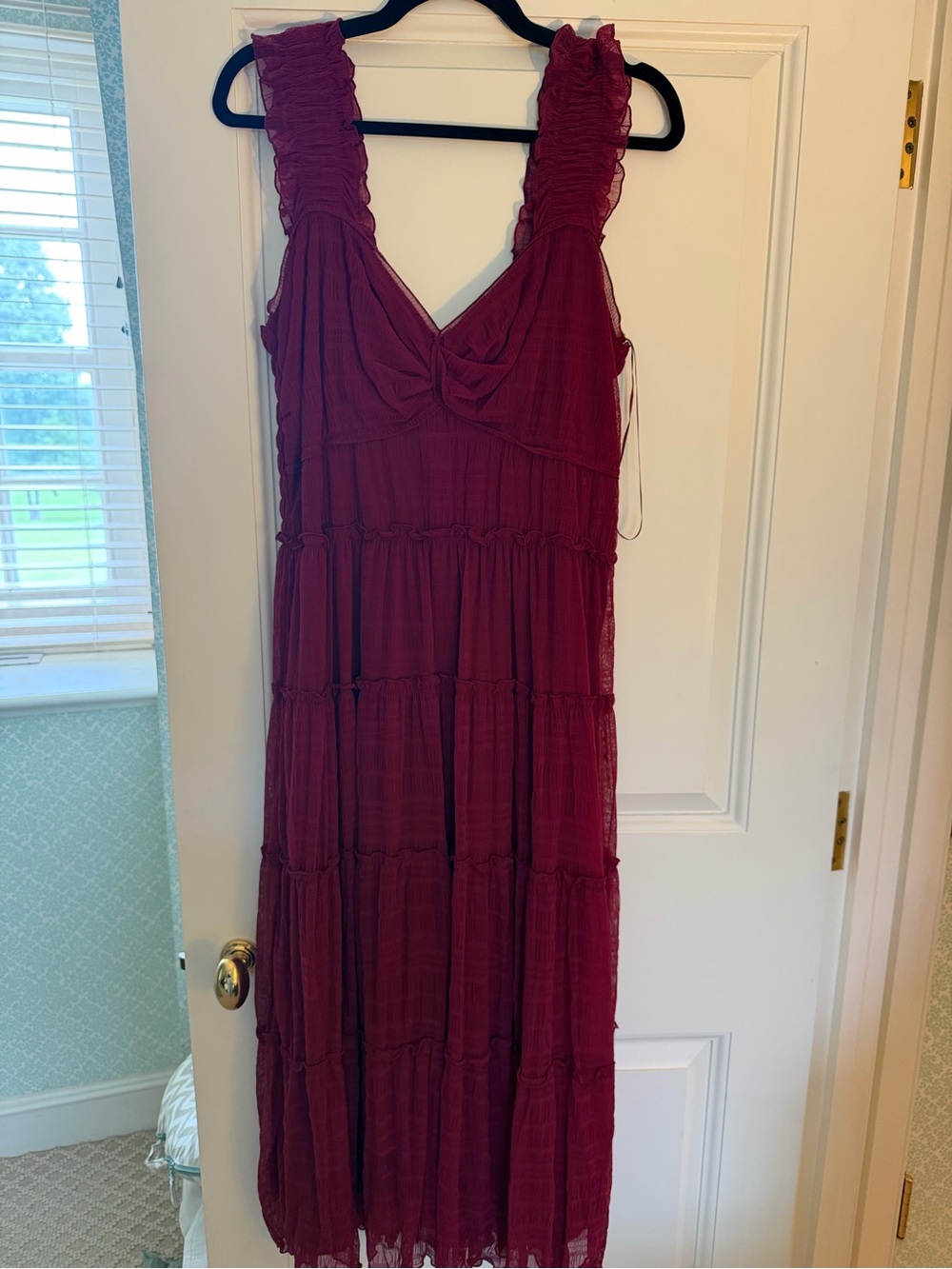 Max Studio Sleeveless Tiered Maxi Dress in Wine